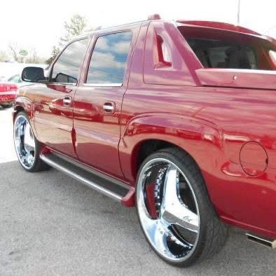 Red custom truck rear view